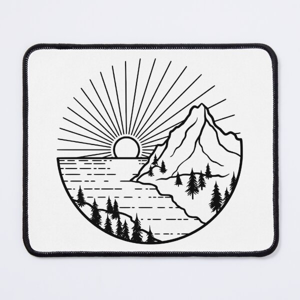 Item preview, Minimalist Mountain Sunrise & Forest Lake Line Art designed and sold by Shopeon Designs.