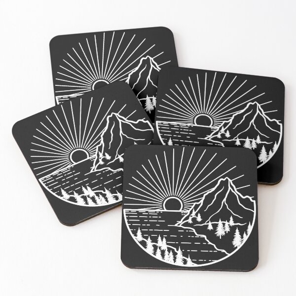 Item preview, Minimalist Mountain Sunrise & Forest Lake Line Art designed and sold by Shopeon Designs.