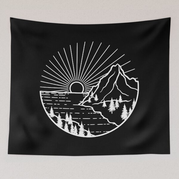 Item preview, Minimalist Mountain Sunrise & Forest Lake Line Art designed and sold by Shopeon Designs.