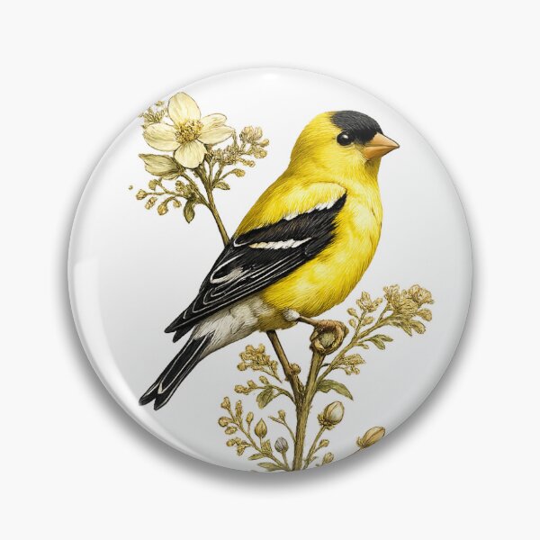 Item preview, American Goldfinch Botanical Illustration | Vintage Birdwatching Sticker designed and sold by SuDesignsStore.