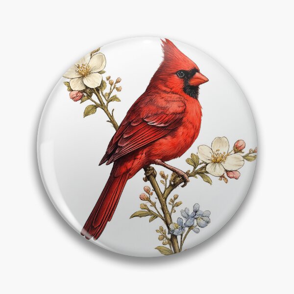 Item preview, Northern Cardinal Botanical Illustration | Vintage Birdwatching Sticker designed and sold by SuDesignsStore.