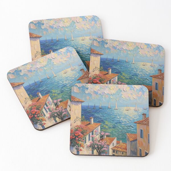 Item preview, Coastal village with sailboats designed and sold by sid1802.