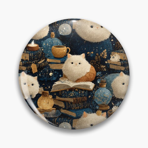 Item preview, Enchanted Library Cats Pattern | Fantasy Reader Cats with Magical Books designed and sold by VieUnique.
