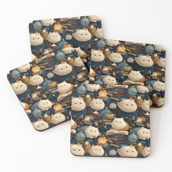 Item preview, Enchanted Library Cats Pattern | Fantasy Reader Cats with Magical Books designed and sold by VieUnique.