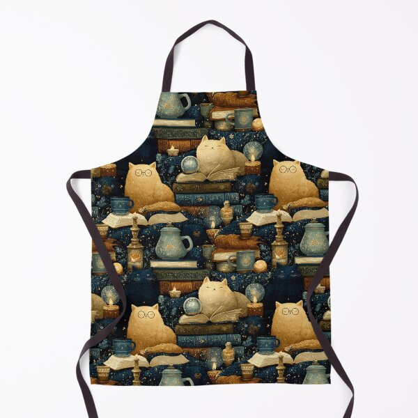 Item preview, Enchanted Library Cats Pattern | Fantasy Reader Cats with Magical Books designed and sold by VieUnique.