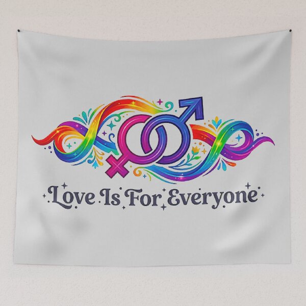 Item preview, Dynamic Intersecting Gender Pride Art - "Love Is For Everyone" Fluid Rainbow Swirls Illustration designed and sold by MT-Hub | Cute Aesthetic Art, Stickers & Phone Cases.