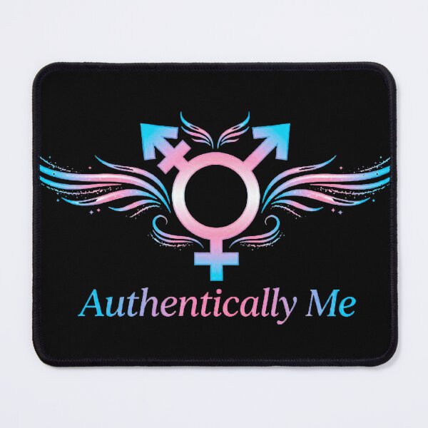 Item preview, Elegant Transgender Pride Symbol Art - "Authentically Me" Pastel Rainbow Wings & Trans Flag Color Graphics designed and sold by MT-Hub | Art for Every Soul.