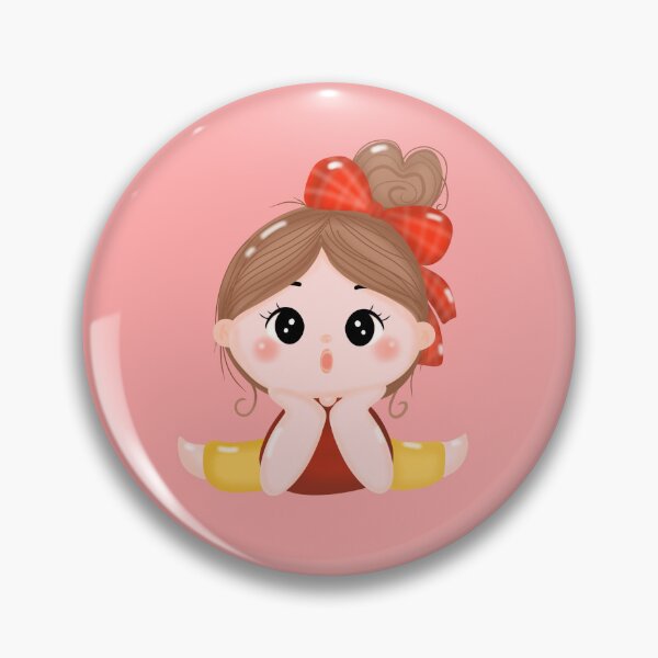 Item preview, A girl tied her hair and tied a red bow, making an excited gesture. designed and sold by Suthicha.