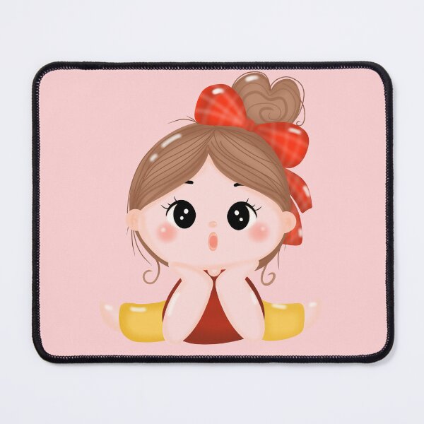 Item preview, A girl tied her hair and tied a red bow, making an excited gesture. designed and sold by Suthicha.
