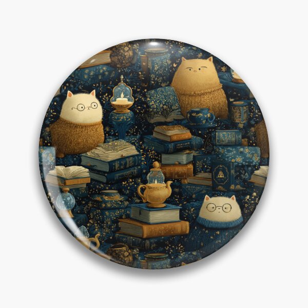 Item preview, Enchanted Library Cats Pattern | Fantasy Reader Cats with Magical Books designed and sold by VieUnique.