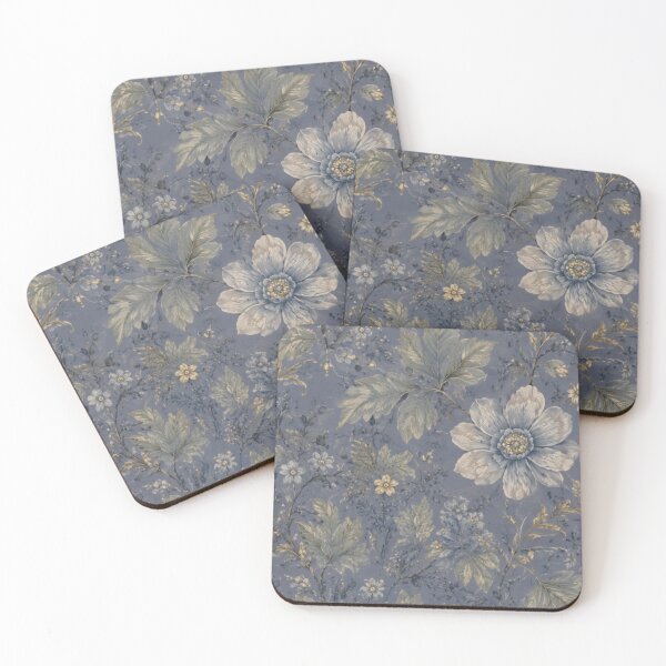 Item preview, Cabin Bleu Botanical Floral Pattern in Antique Blue designed and sold by Ioanna-Studio.