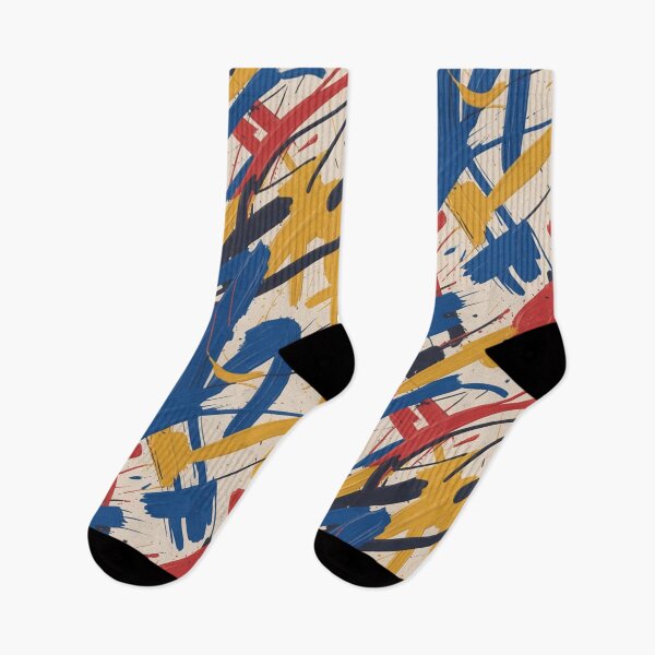 Item preview, Bold Abstract Expressionist Brushstroke Pattern | Vibrant Red Blue Yellow Seamless Repeat designed and sold by Midnight Veil Designs.