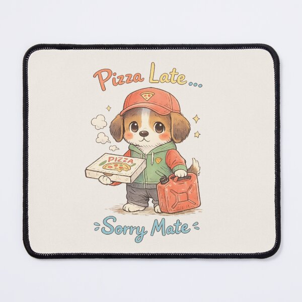Item preview, Cute Pizza Delivery Dog - "Pizza Late Sorry Mate" | Kawaii Fuel Petrol Crisis Humor Art designed and sold by PopCulturePixel.