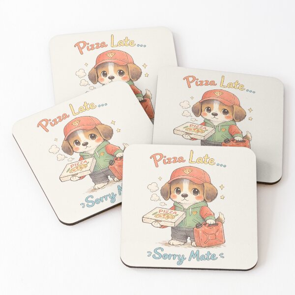 Item preview, Cute Pizza Delivery Dog - "Pizza Late Sorry Mate" | Kawaii Fuel Petrol Crisis Humor Art designed and sold by PopCulturePixel.