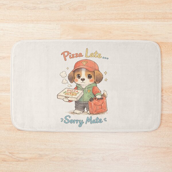 Item preview, Cute Pizza Delivery Dog - "Pizza Late Sorry Mate" | Kawaii Fuel Petrol Crisis Humor Art designed and sold by PopCulturePixel.