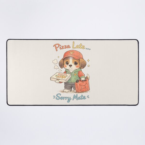 Item preview, Cute Pizza Delivery Dog - "Pizza Late Sorry Mate" | Kawaii Fuel Petrol Crisis Humor Art designed and sold by PopCulturePixel.