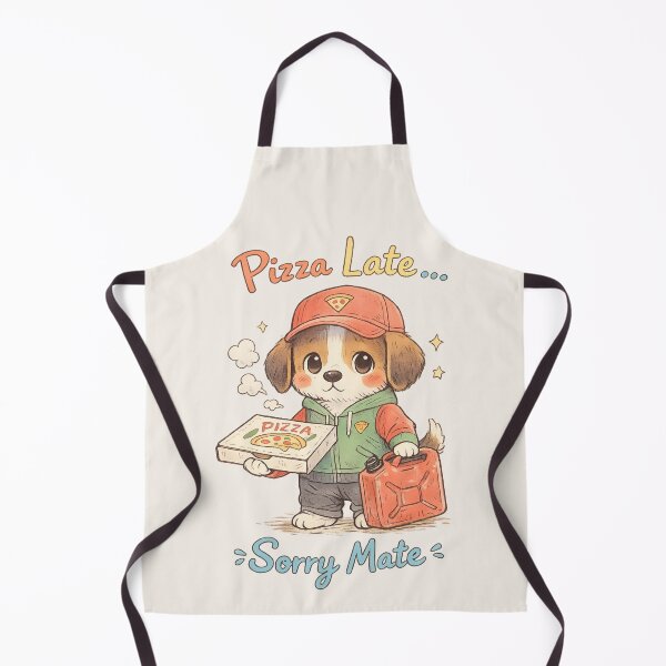 Item preview, Cute Pizza Delivery Dog - "Pizza Late Sorry Mate" | Kawaii Fuel Petrol Crisis Humor Art designed and sold by PopCulturePixel.
