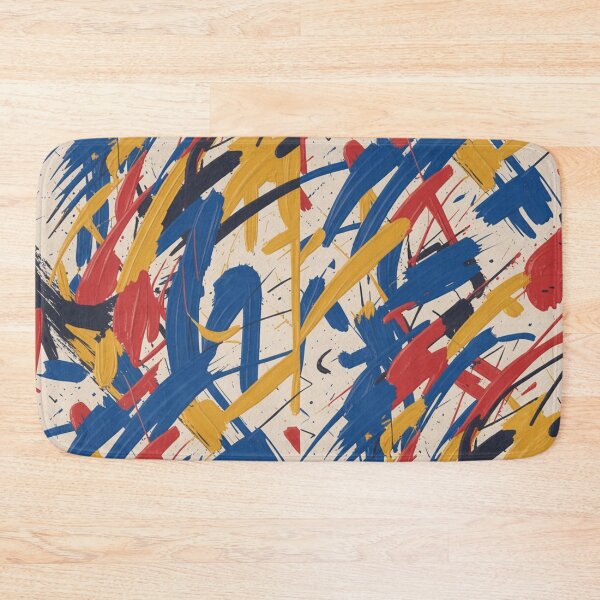 Item preview, Bold Abstract Expressionist Brushstroke Pattern | Vibrant Red Blue Yellow Seamless Repeat designed and sold by Midnight Veil Designs.