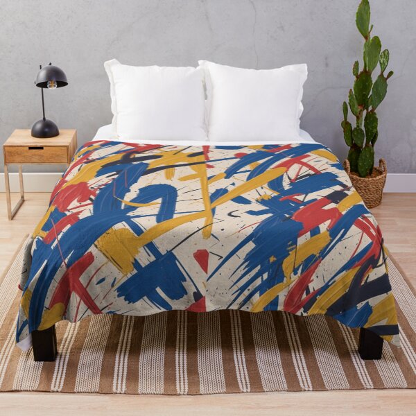 Item preview, Bold Abstract Expressionist Brushstroke Pattern | Vibrant Red Blue Yellow Seamless Repeat designed and sold by Midnight Veil Designs.