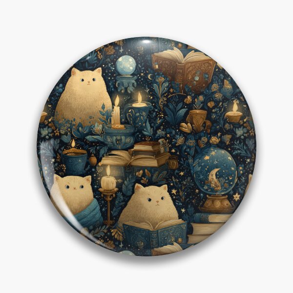 Item preview, Enchanted Library Cats Pattern | Fantasy Reader Cats with Magical Books designed and sold by VieUnique.