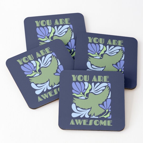 Item preview, You Are Awesome Positive Affirmation Flying Dove Retro Floral Sunburst designed and sold by SoftAuraStudi0.