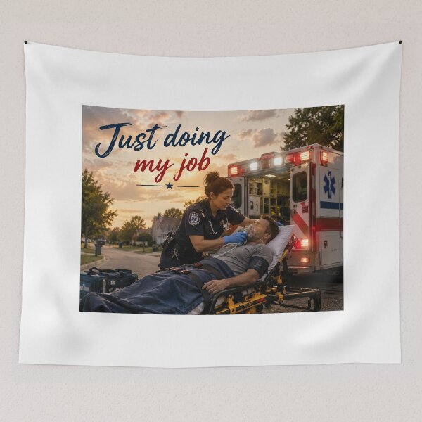 Item preview, Just Doing My Job – American EMT Saving a Life | Emergency Medical Responder Tribute designed and sold by Hookesmode.