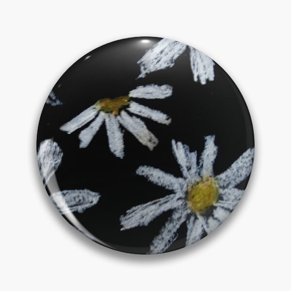 Item preview, Daisies With Black Backgrownd Floral Pattern Naif Art Oil Pastels designed and sold by violet-hope.