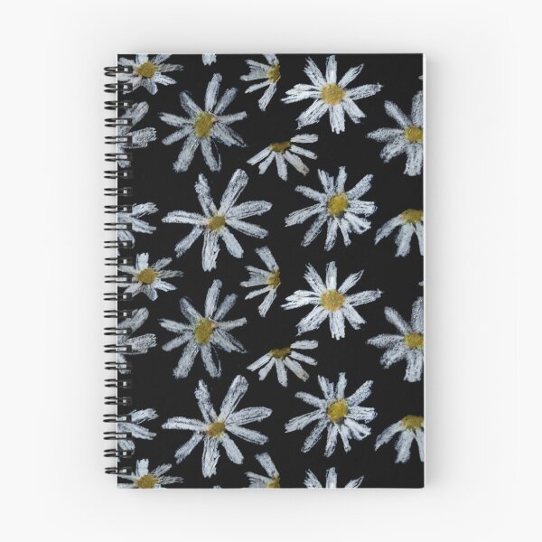 Item preview, Daisies With Black Backgrownd Floral Pattern Naif Art Oil Pastels designed and sold by violet-hope.