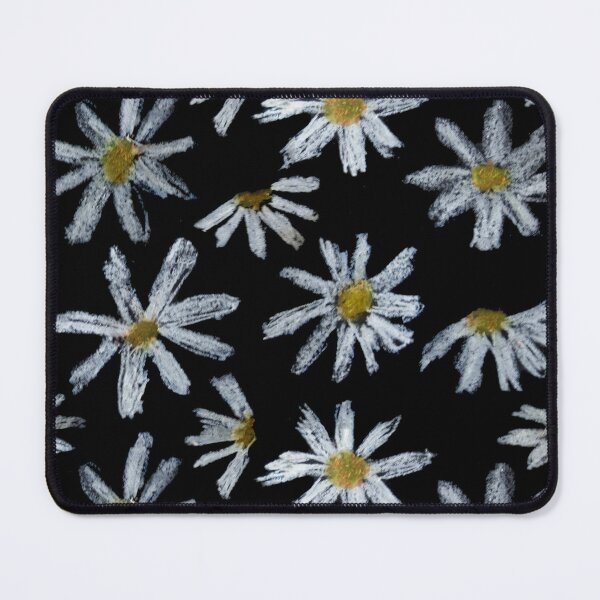 Item preview, Daisies With Black Backgrownd Floral Pattern Naif Art Oil Pastels designed and sold by violet-hope.