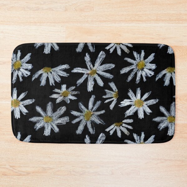 Item preview, Daisies With Black Backgrownd Floral Pattern Naif Art Oil Pastels designed and sold by violet-hope.
