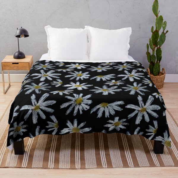 Item preview, Daisies With Black Backgrownd Floral Pattern Naif Art Oil Pastels designed and sold by violet-hope.