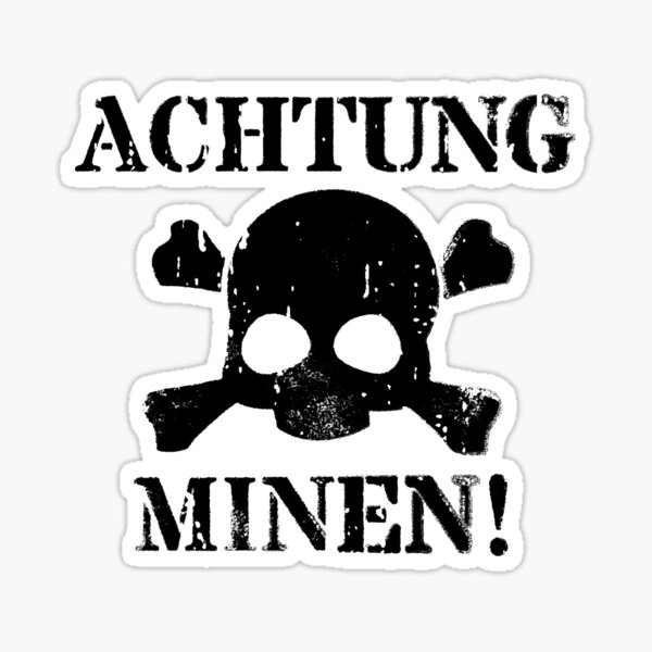 Vista previa del artículo con la obra «¡Achtung Minen! (¡Atención, Minas!) Signo de la Segunda Guerra Mundial», diseñado y vendido por fixer00.