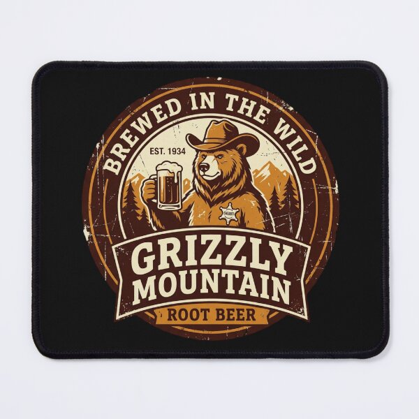 Item preview, Grizzly Mountain Root Beer – Funny Sheriff Bear Western Americana Design designed and sold by Street Warrior Clothing.