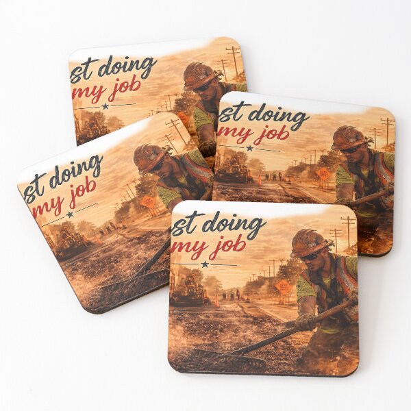 Item preview, Just Doing My Job – American Road Construction Worker | Paving Under the Summer Heat designed and sold by Hookesmode.