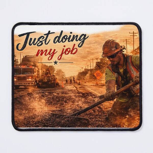 Item preview, Just Doing My Job – American Road Construction Worker | Paving Under the Summer Heat designed and sold by Hookesmode.