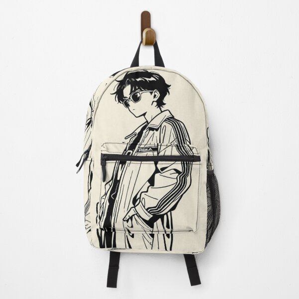 Item preview, Fashion - Man in Black Windbreaker Sunglasses Streetwear Anime Variant 2 designed and sold by AnimeShin.