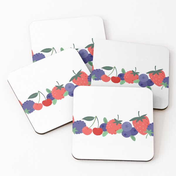 Item preview, Berry Border Pattern with Strawberry, Blueberry, Blackberry and Cherry designed and sold by CHERRY--SHOP.