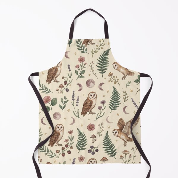 Item preview, Barn Owl Botanical Seamless Pattern Cottagecore Print designed and sold by CalmCapy Co.