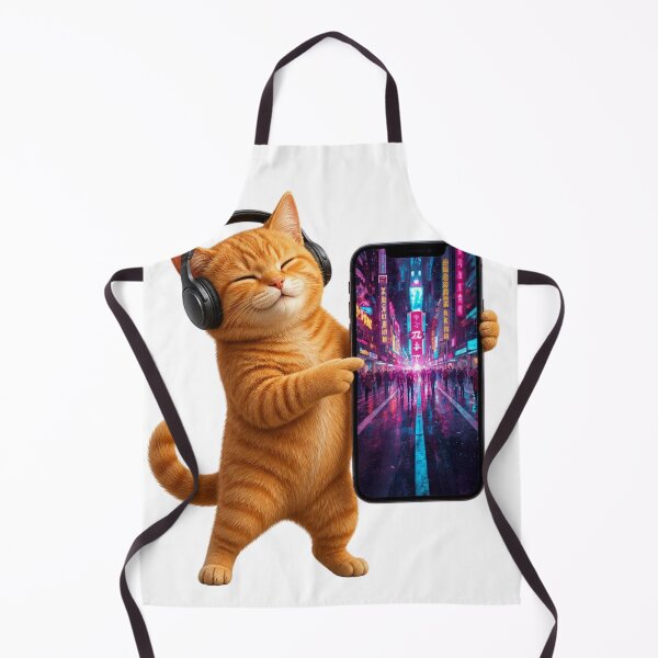 Item preview, Orange Cat Listening to Music with Headphones | Relaxing Music Lover Kitty designed and sold by shikuldo7.