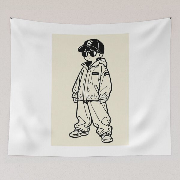 Item preview, Fashion - Man in Black Windbreaker Sunglasses Streetwear Anime designed and sold by AnimeShin.