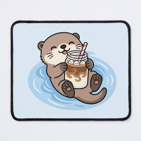 Item preview, Cozy Otter Floating with Iced Coffee designed and sold by HoneyBun Creative.