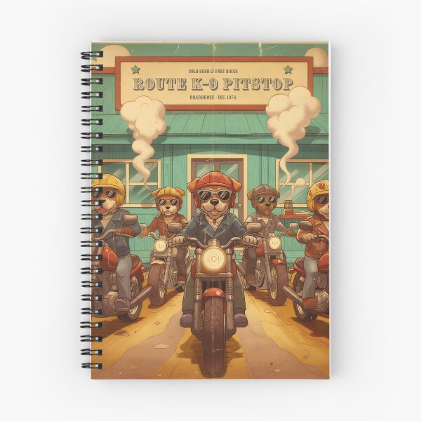 Item preview, Route K-9 Pitstop - Vintage Biker Dogs Art Print designed and sold by Melian Vintage.
