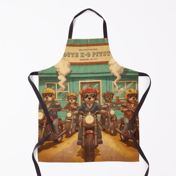 Item preview, Route K-9 Pitstop - Vintage Biker Dogs Art Print designed and sold by Melian Vintage.