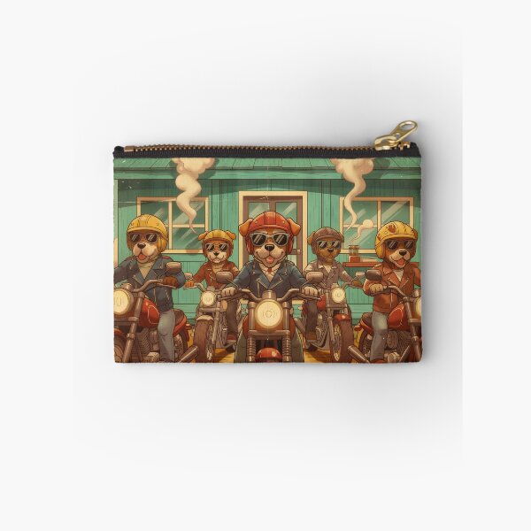 Item preview, Route K-9 Pitstop - Vintage Biker Dogs Art Print designed and sold by Melian Vintage.