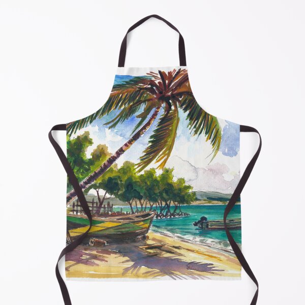Artikelvorschau, Jamaika-Strand-Aquarell – Kunstdruck mit tropischem Boot und Palmen, Geschenkidee für Karibikreisende entworfen und verkauft von artshop77.