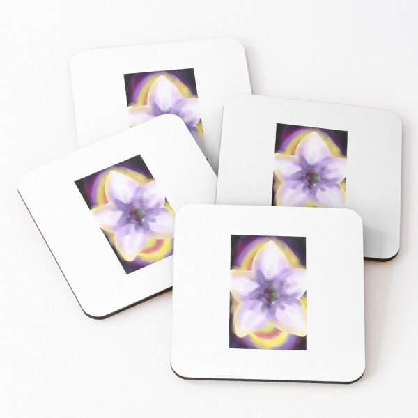 Item preview, Cute realistic vintage spiritual purple botanical soulflower aura energy floral pattern with yellow light designed and sold by Shukasya-Arts.