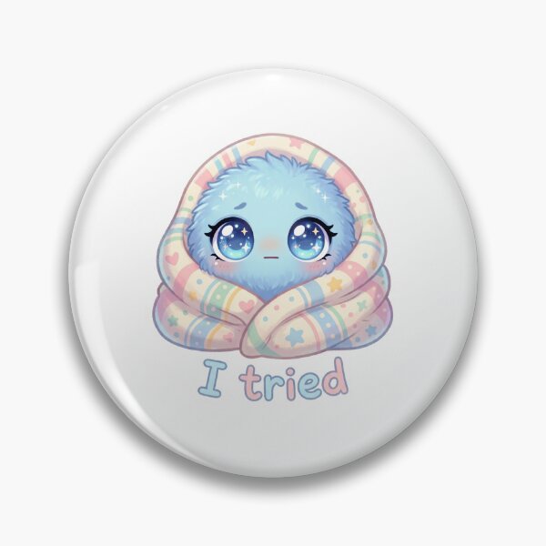 Item preview, Kawaii Fluffy Blue Monster "I Tried" Pastel Sticker designed and sold by Nunaprettyshop.