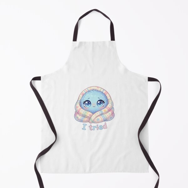 Item preview, Kawaii Fluffy Blue Monster "I Tried" Pastel Sticker designed and sold by Nunaprettyshop.