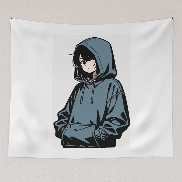 Item preview, Fashion - Man in Blue Hoodie Hood Up Streetwear Anime Variant 2 designed and sold by AnimeShin.