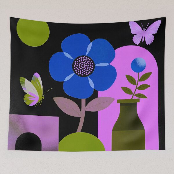 Item preview, Modern Botanical Flower & Butterfly Art designed and sold by joycrysstudio.